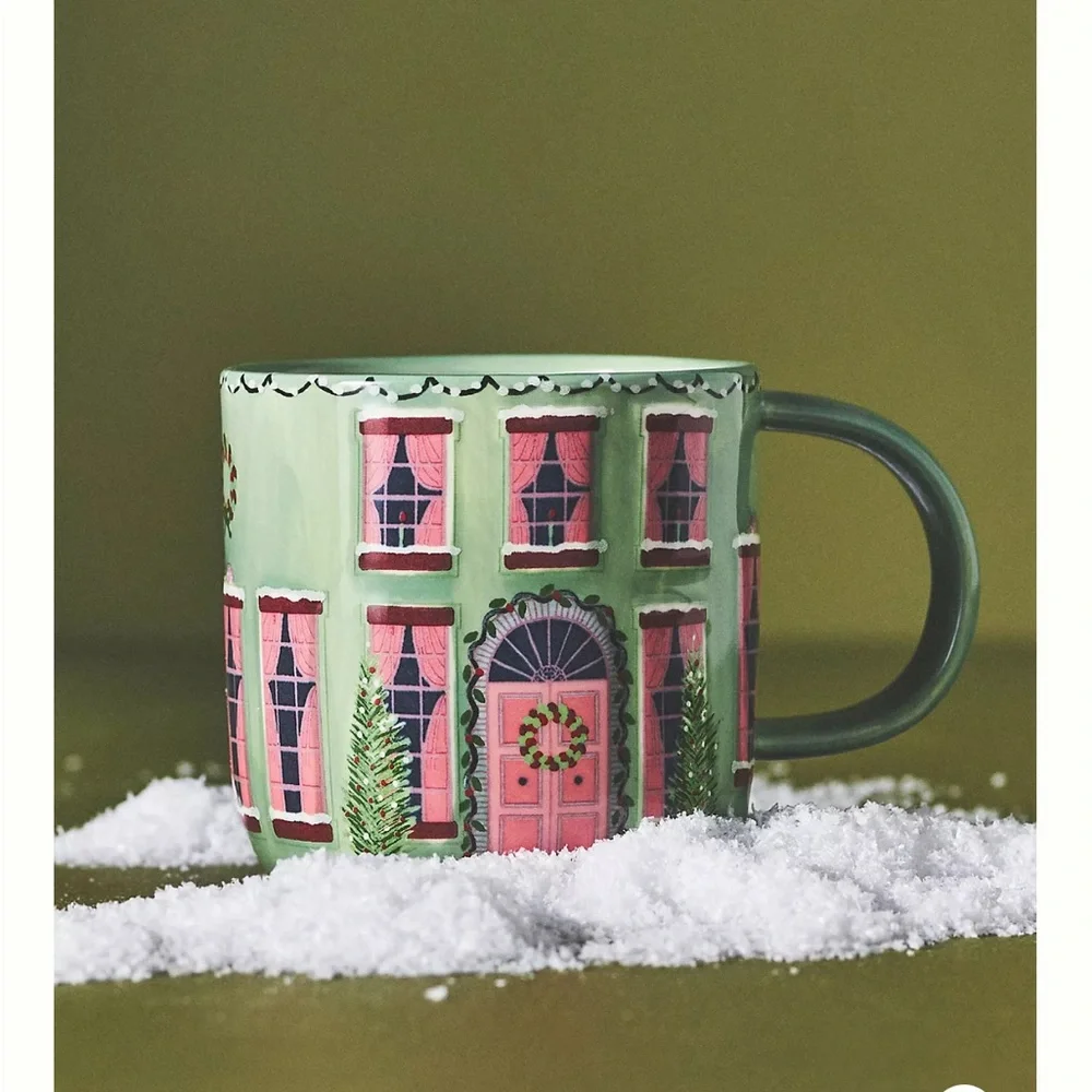 Anthropologie Chalet Village Holiday Christmas House Teapot & Two Mugs Set - Picture 7 of 10
